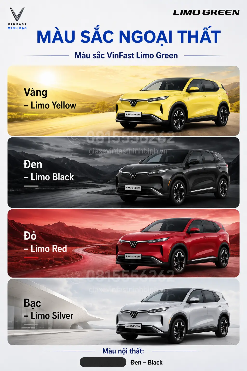 Bảng màu xe VinFast Limo Green Ninh Bình